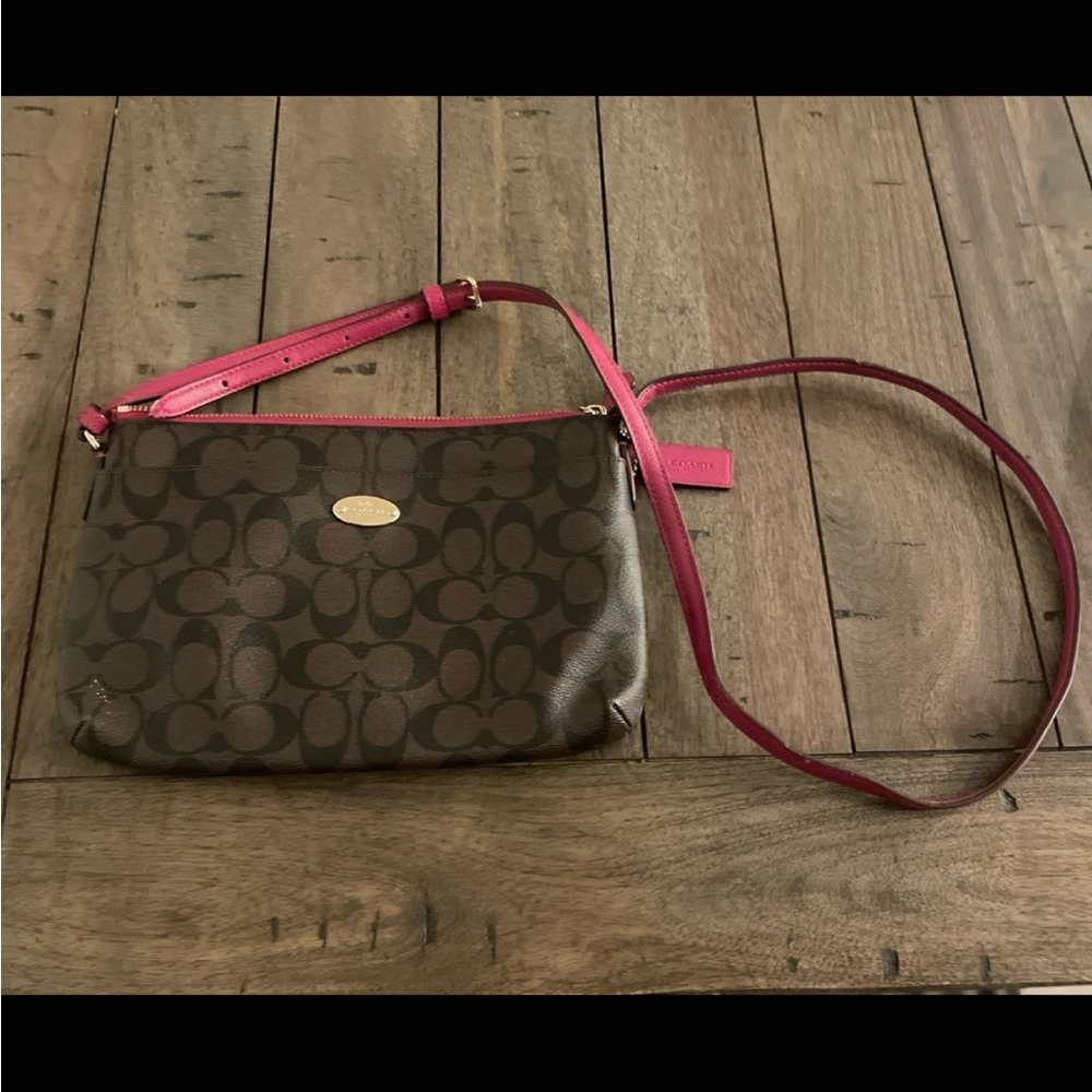 Coach Brown and Pink Crossbody Bag